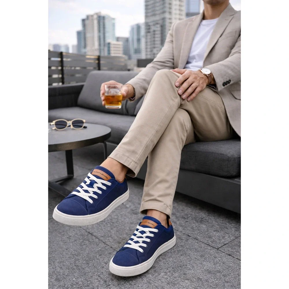 Lucky Brand Scott Mens Sneakers Navy White Low Top Shoes LB-SCOTT-MS Size 12‎